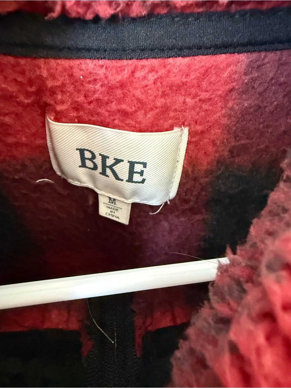 BKE Men’s Red and Black Buffalo Plaid Sherpa Zip Pullover